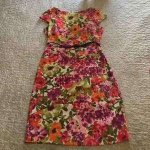 Macy's Floral Dress with Black Belt Size 10